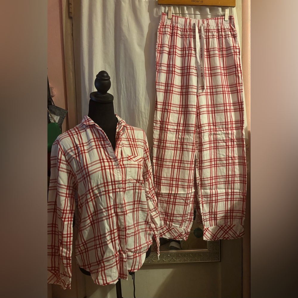 Victoria's Secret Red and White Plaid Women's Pajama Set